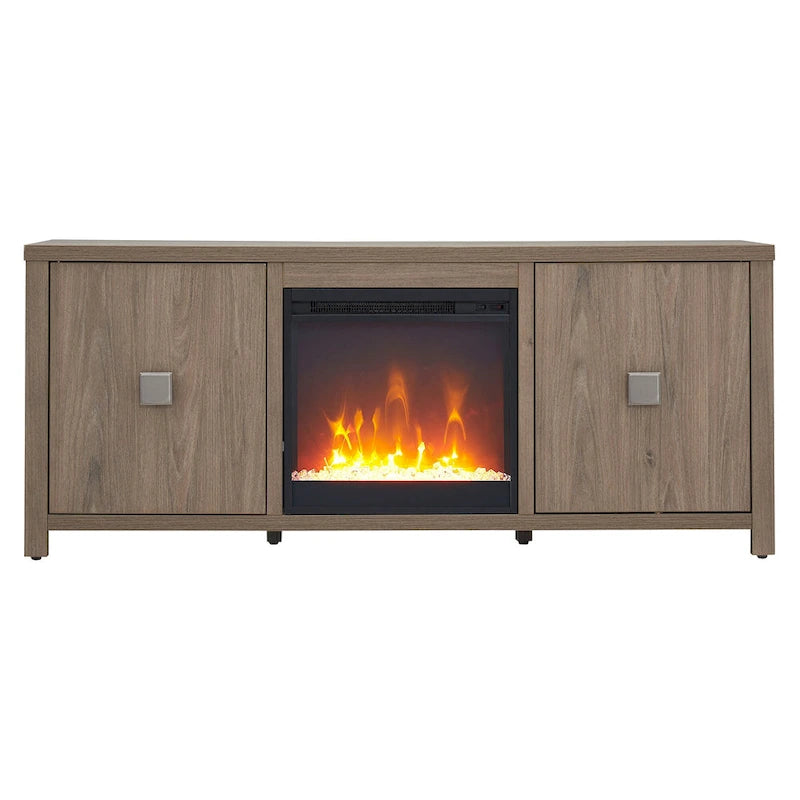 58" TV Stand with Inset Electric Fireplace & Adjustable Storage