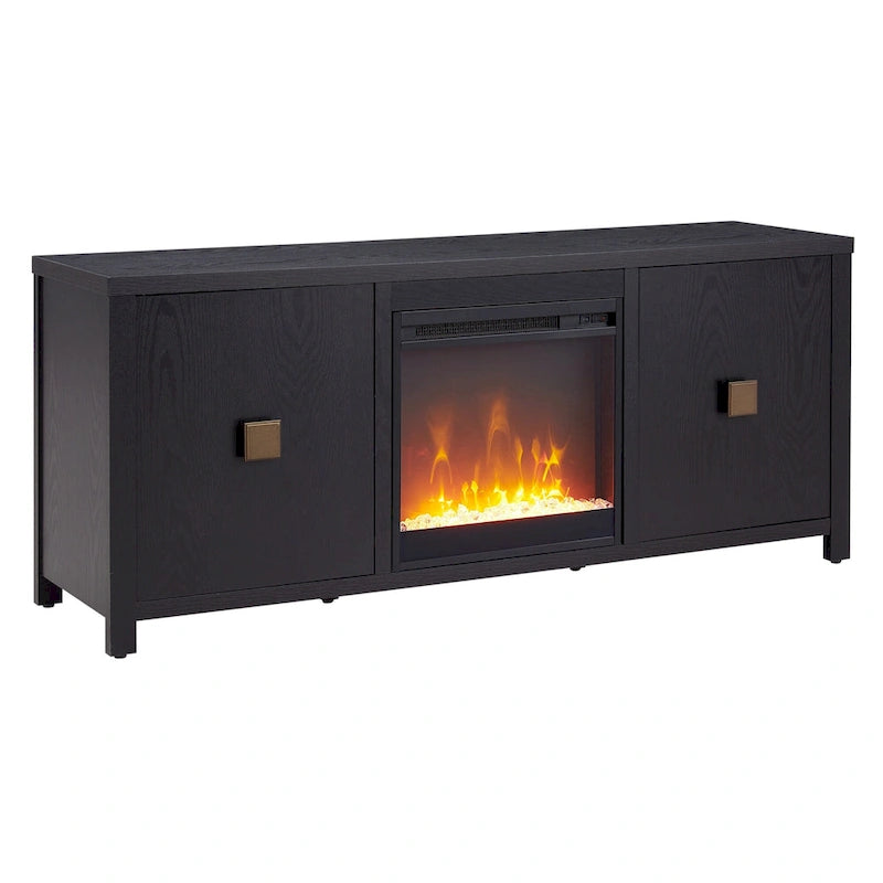 58" TV Stand with Inset Electric Fireplace & Adjustable Storage