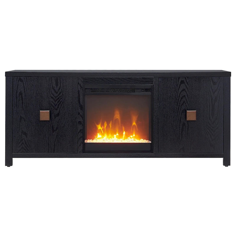 58" TV Stand with Inset Electric Fireplace & Adjustable Storage