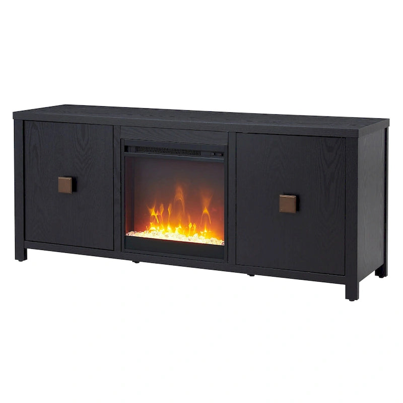 58" TV Stand with Inset Electric Fireplace & Adjustable Storage