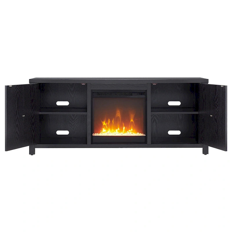 58" TV Stand with Inset Electric Fireplace & Adjustable Storage