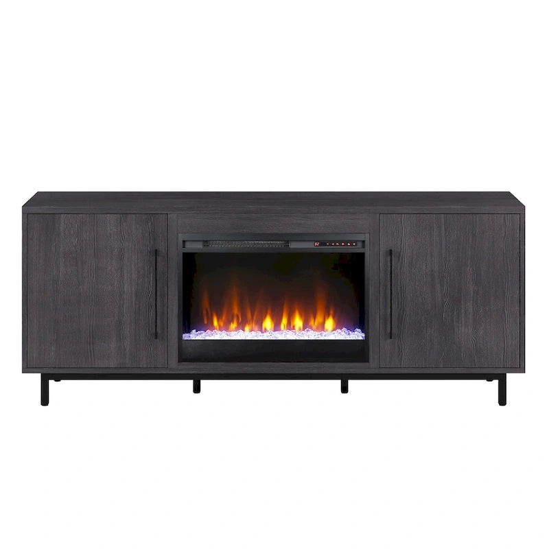 68" Rectangular TV Stand with Crystal Electric Fireplace for TVs up to 75"
