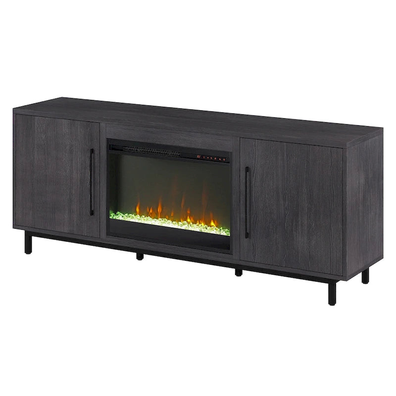 68" Rectangular TV Stand with Crystal Electric Fireplace for TVs up to 75"