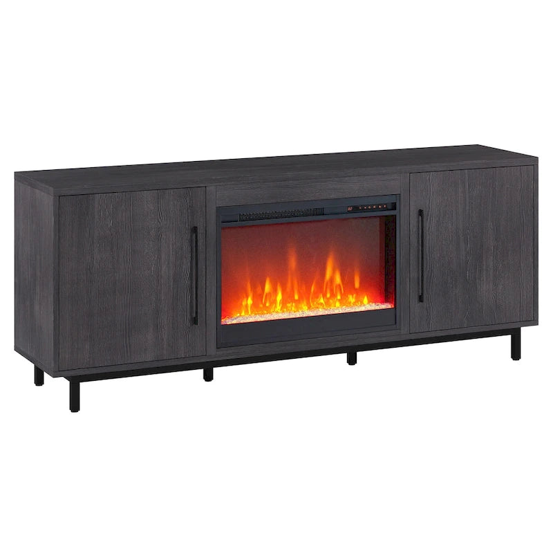 68" Rectangular TV Stand with Crystal Electric Fireplace for TVs up to 75"