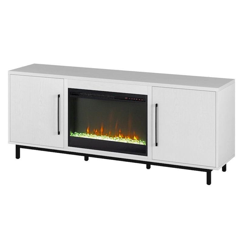 68" Rectangular TV Stand with Crystal Electric Fireplace for TVs up to 75"