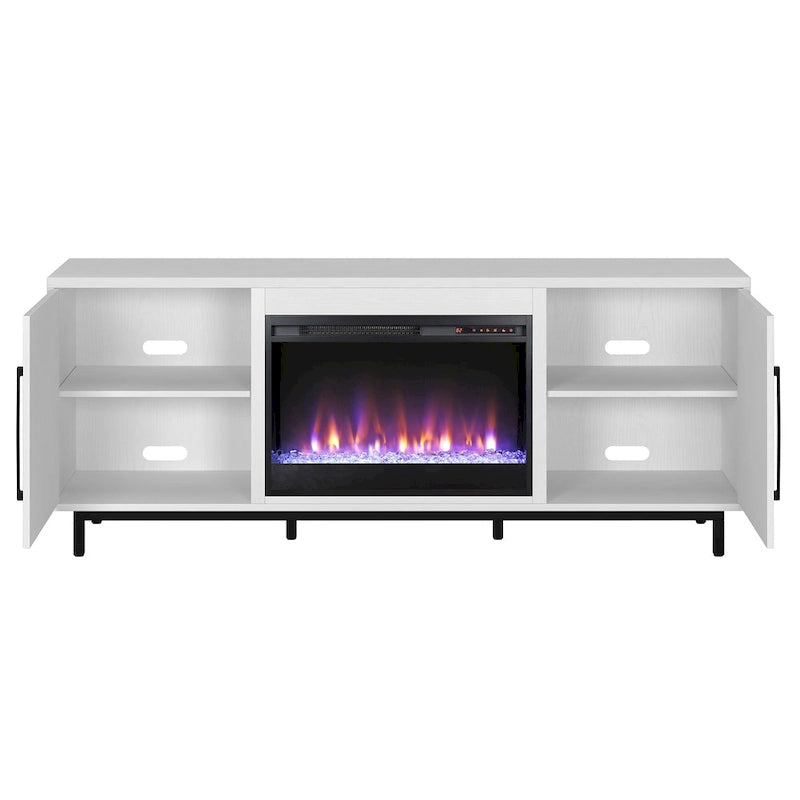 68" Rectangular TV Stand with Crystal Electric Fireplace for TVs up to 75"
