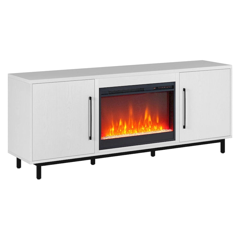 68" Rectangular TV Stand with Crystal Electric Fireplace for TVs up to 75"