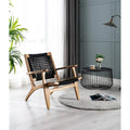 Woven Rope Accent Armchair with Solid Wood Frame