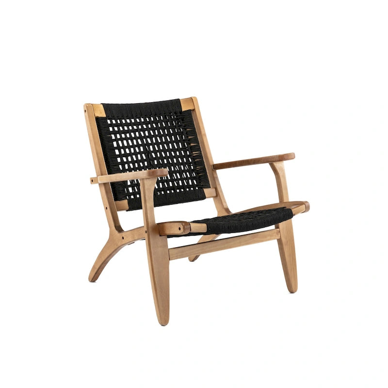 Woven Rope Accent Armchair with Solid Wood Frame