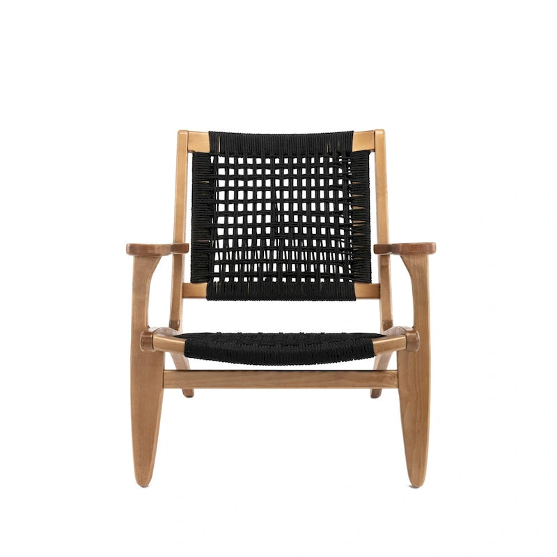 Woven Rope Accent Armchair with Solid Wood Frame