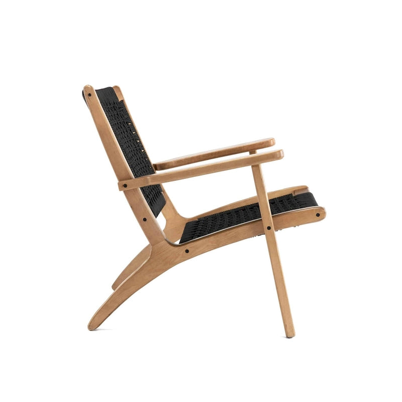 Woven Rope Accent Armchair with Solid Wood Frame