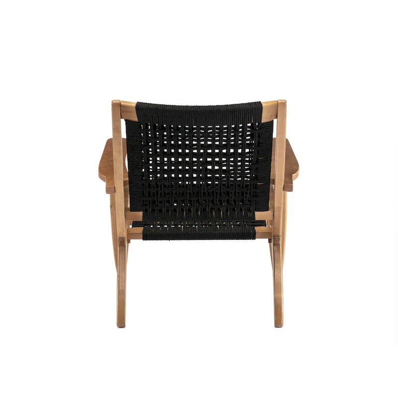 Woven Rope Accent Armchair with Solid Wood Frame
