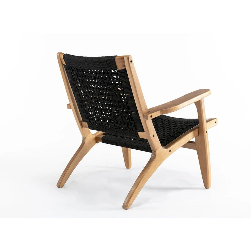 Woven Rope Accent Armchair with Solid Wood Frame
