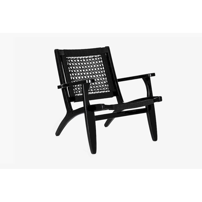 Woven Rope Accent Armchair with Solid Wood Frame