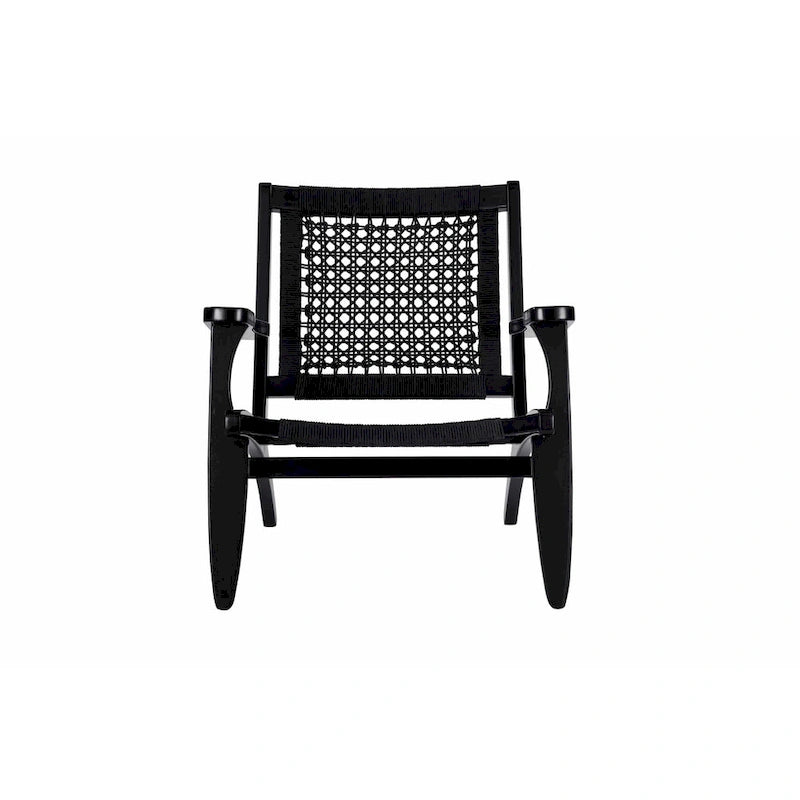 Woven Rope Accent Armchair with Solid Wood Frame