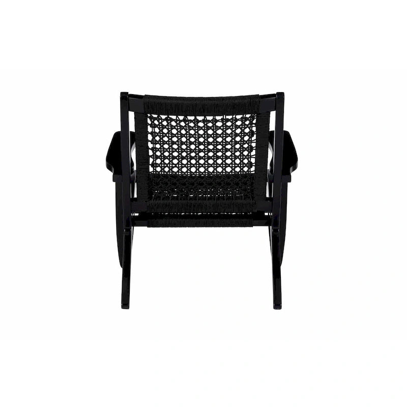Woven Rope Accent Armchair with Solid Wood Frame