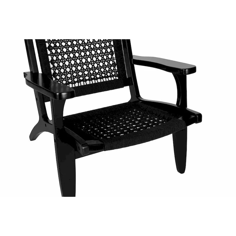 Woven Rope Accent Armchair with Solid Wood Frame