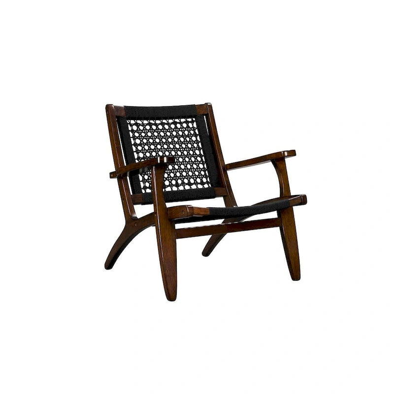 Woven Rope Accent Armchair with Solid Wood Frame