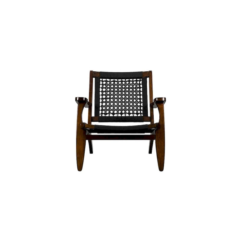 Woven Rope Accent Armchair with Solid Wood Frame