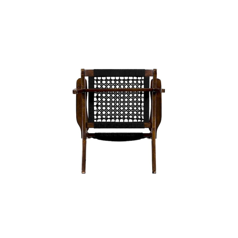 Woven Rope Accent Armchair with Solid Wood Frame