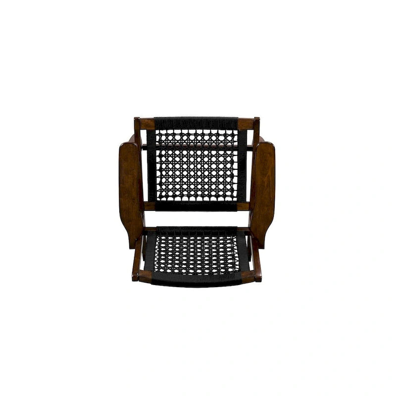 Woven Rope Accent Armchair with Solid Wood Frame
