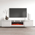 72-Inch High Gloss TV Stand with Built-In Electric Fireplace Insert