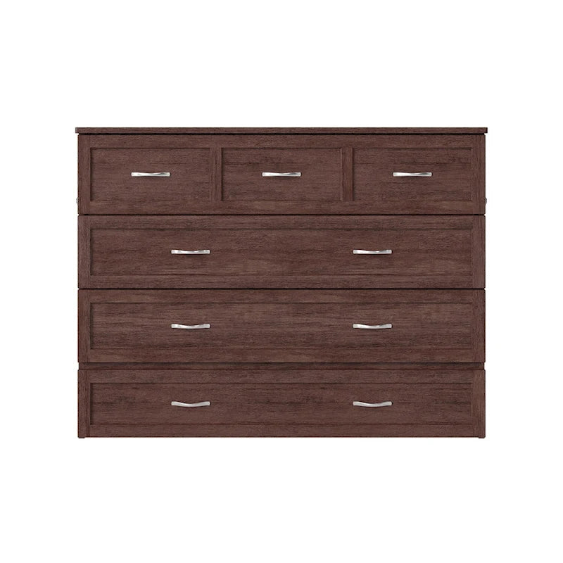 Full Size Murphy Bed Chest with Mattress, Storage Drawer & USB Charging