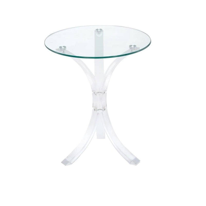 Round Glass Top Accent Table with Curved Acrylic Legs