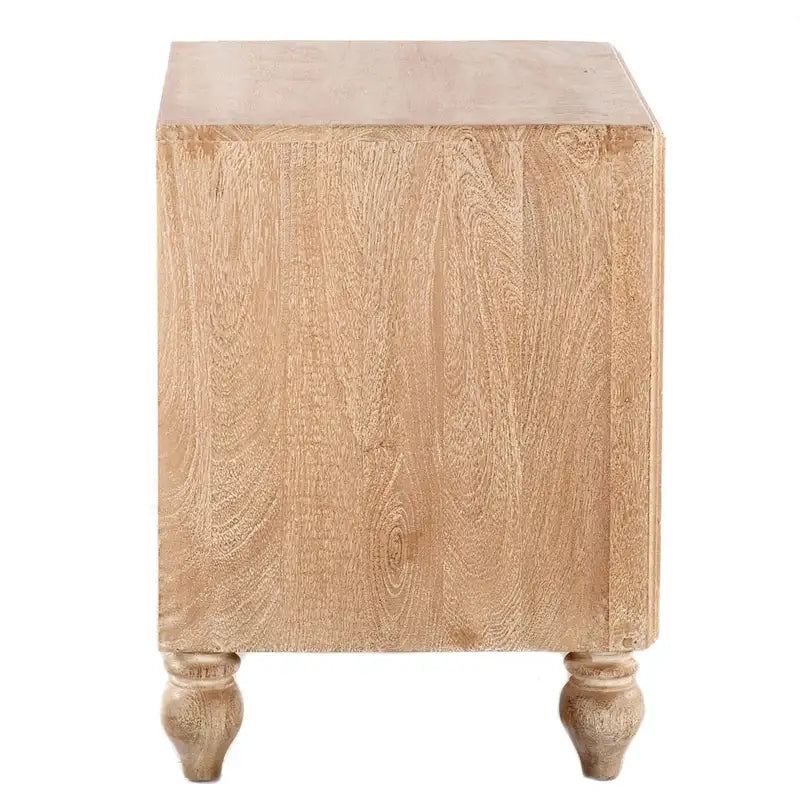 Mango Wood Boho 2-Drawer Night Chest with Hand-Carved Details