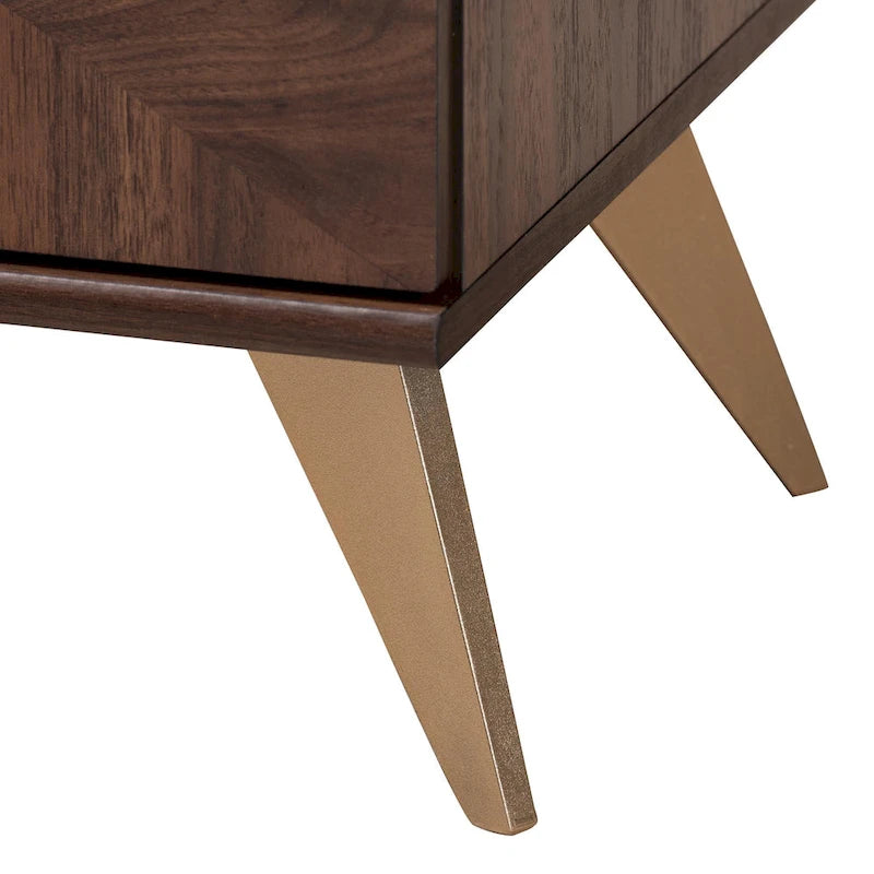 61" Mid-Century Modern TV Stand with 2-Door Cabinet & Open Shelves