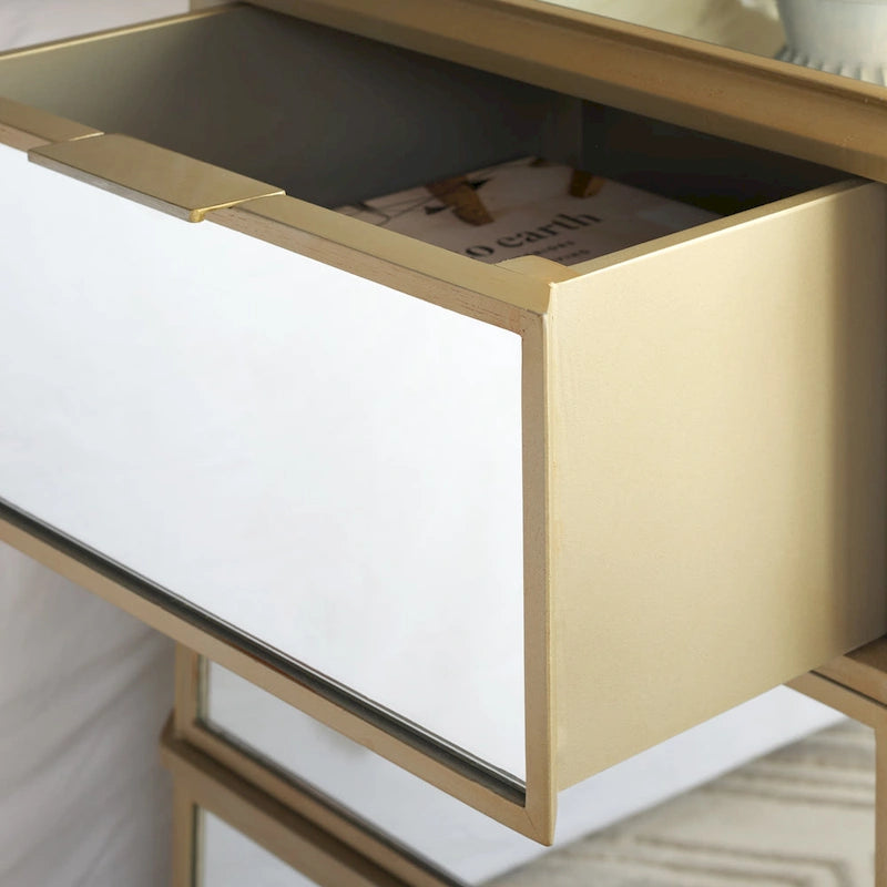 3-Drawer Mirrored Nightstand with Glamorous Finish