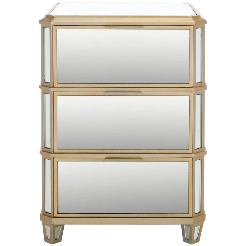3-Drawer Mirrored Nightstand with Glamorous Finish