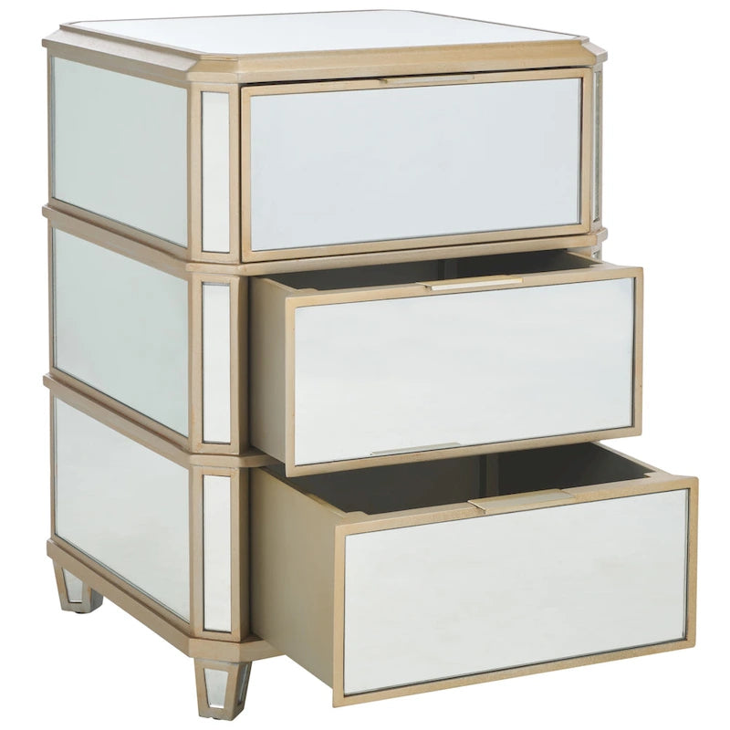 3-Drawer Mirrored Nightstand with Glamorous Finish