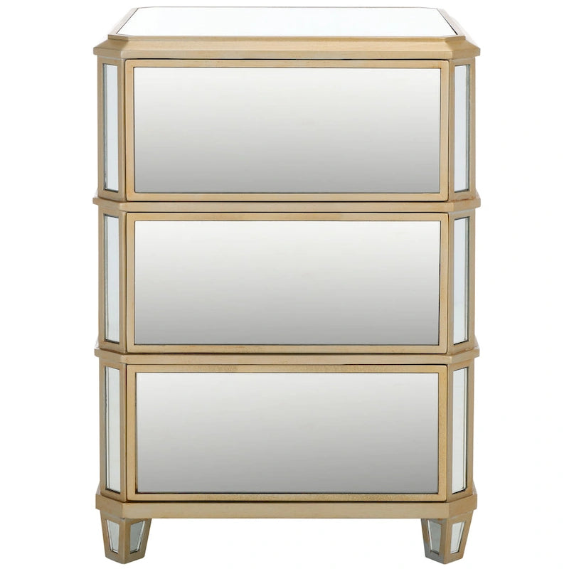 3-Drawer Mirrored Nightstand with Glamorous Finish