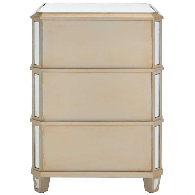 3-Drawer Mirrored Nightstand with Glamorous Finish