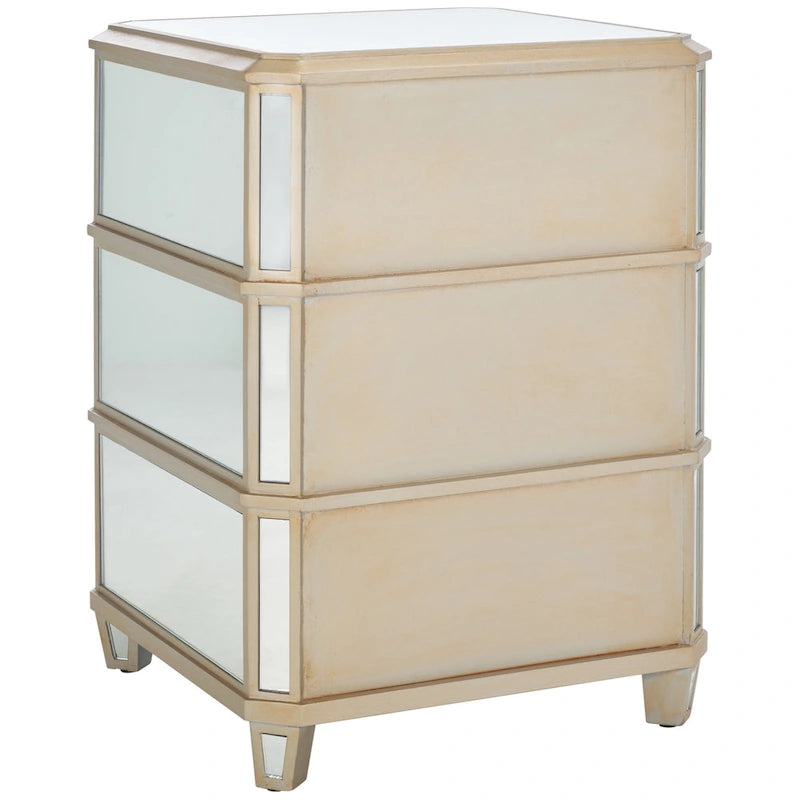 3-Drawer Mirrored Nightstand with Glamorous Finish