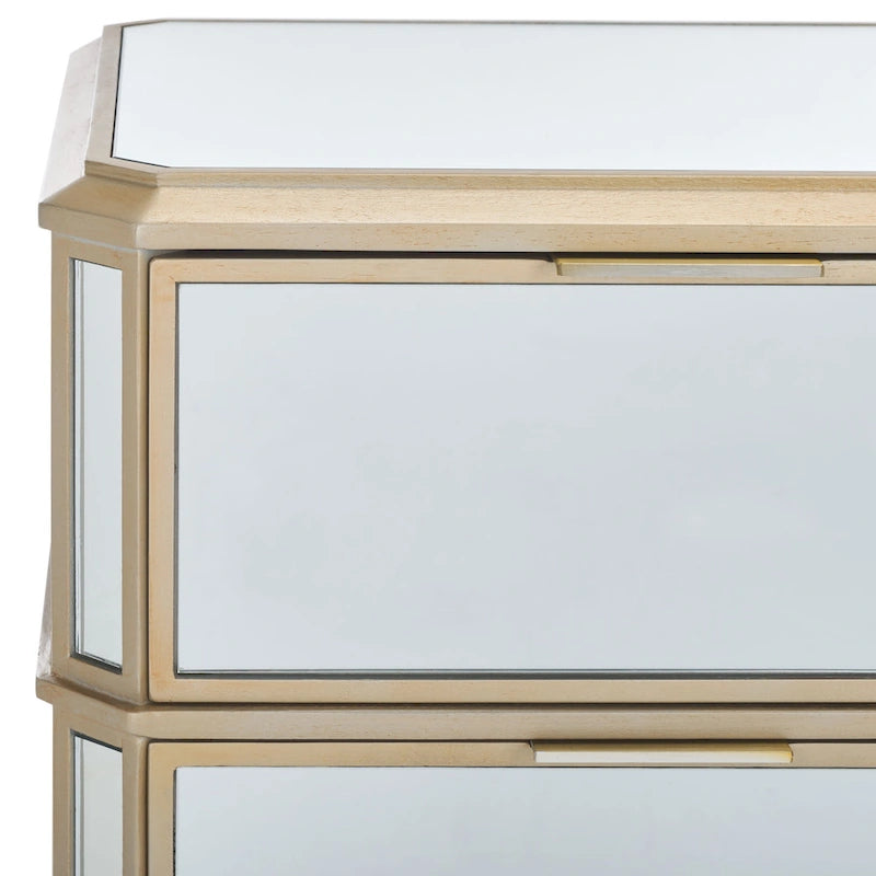 3-Drawer Mirrored Nightstand with Glamorous Finish