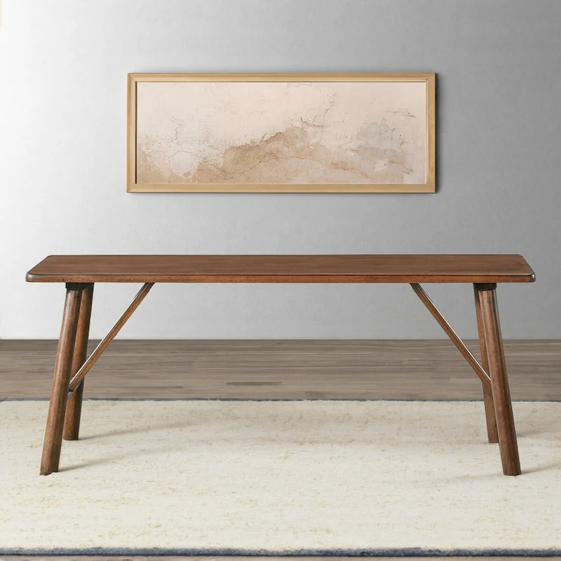 Mid-Century Solid Wood Bench with Round Legs — Multi-Room Use