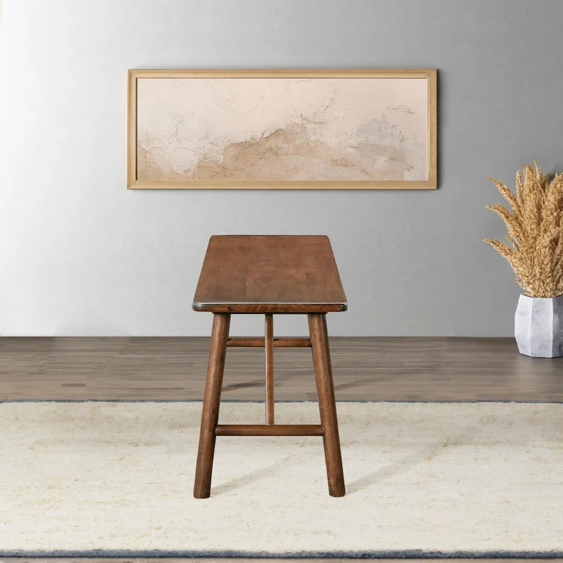 Mid-Century Solid Wood Bench with Round Legs — Multi-Room Use