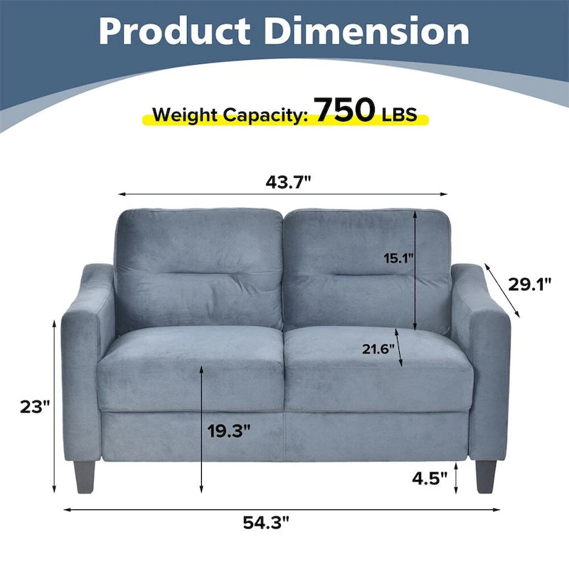 Fabric Upholstered Sofa with Solid Wood Frame & Legs — 2 Sizes