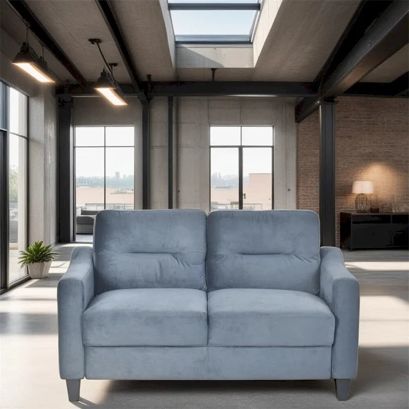 Fabric Upholstered Sofa with Solid Wood Frame & Legs — 2 Sizes