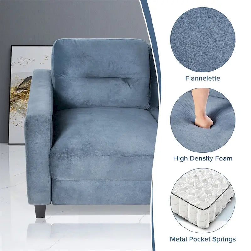 Fabric Upholstered Sofa with Solid Wood Frame & Legs — 2 Sizes