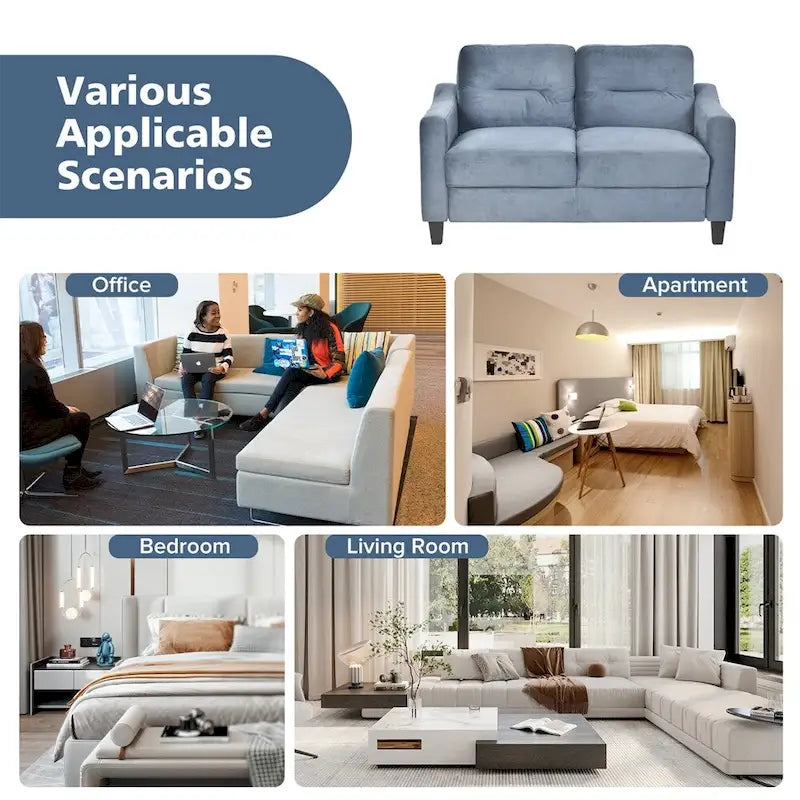 Fabric Upholstered Sofa with Solid Wood Frame & Legs — 2 Sizes