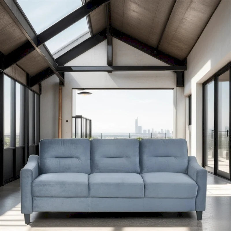 Fabric Upholstered Sofa with Solid Wood Frame & Legs — 2 Sizes