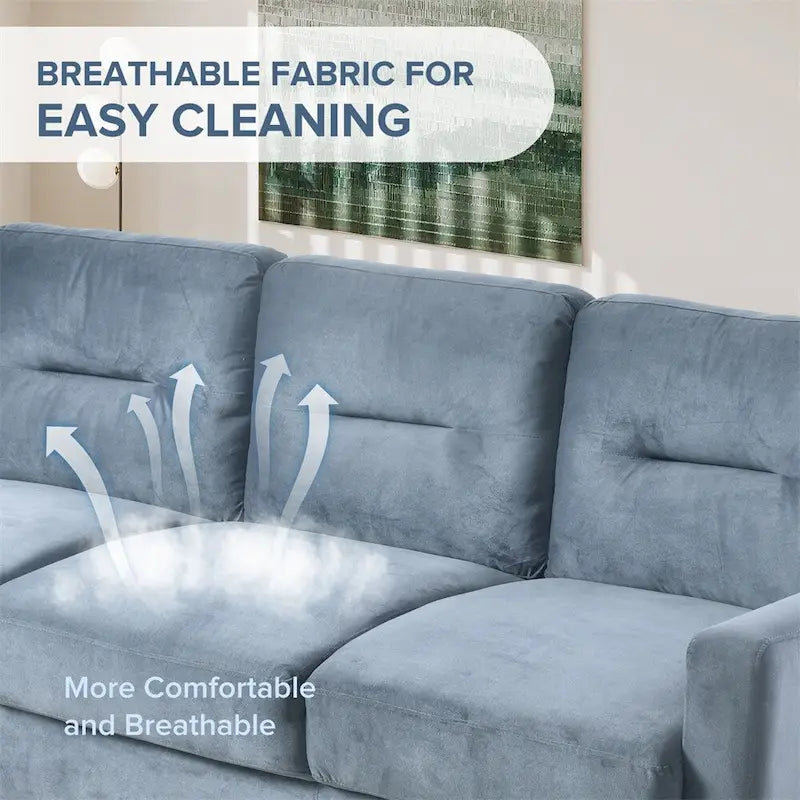 Fabric Upholstered Sofa with Solid Wood Frame & Legs — 2 Sizes
