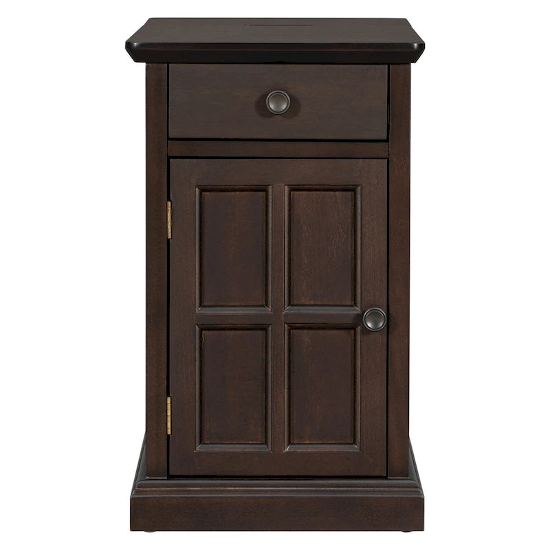 Vintage Narrow End Table with USB & Drawer