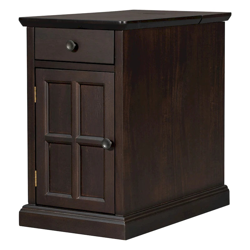 Vintage Narrow End Table with USB & Drawer