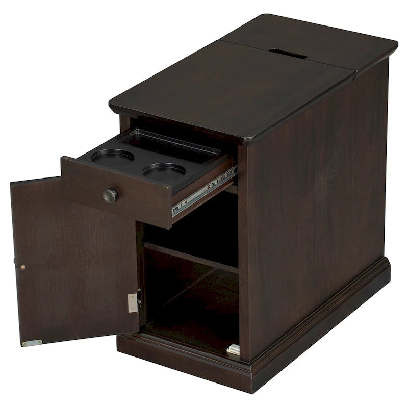 Vintage Narrow End Table with USB & Drawer
