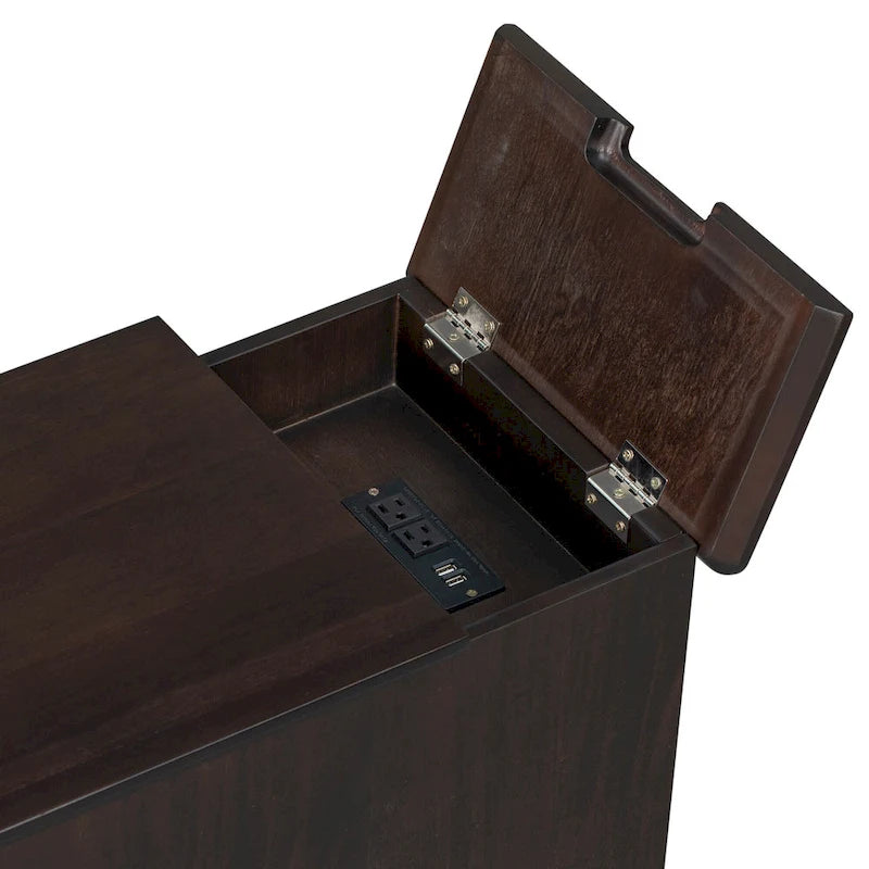 Vintage Narrow End Table with USB & Drawer