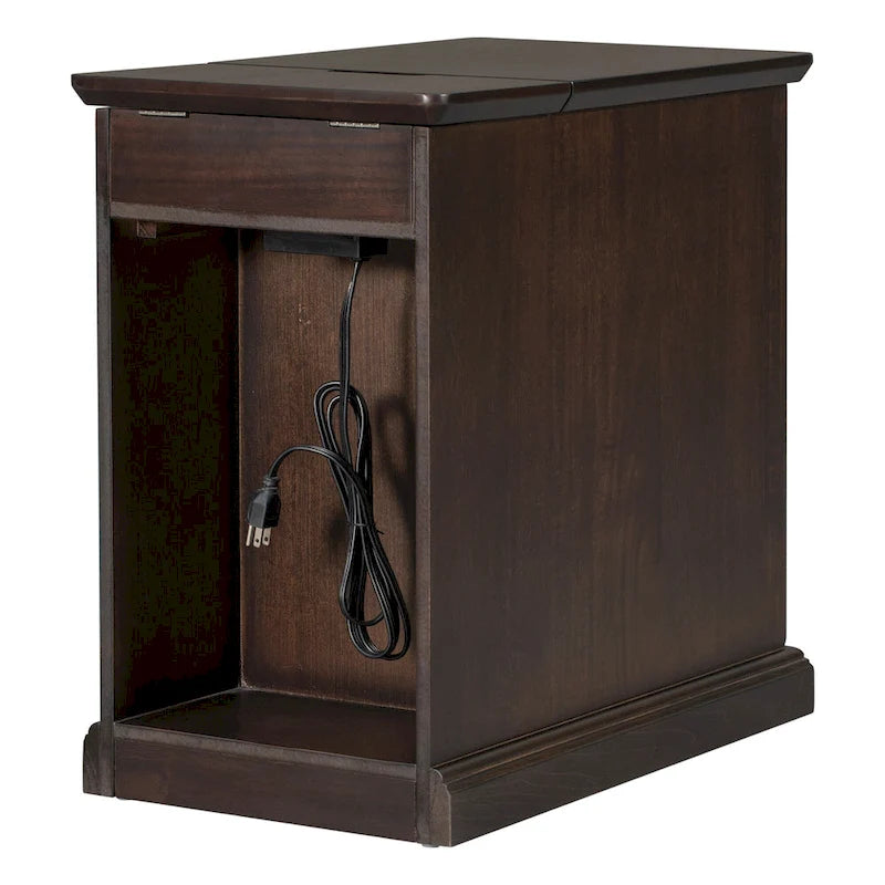 Vintage Narrow End Table with USB & Drawer